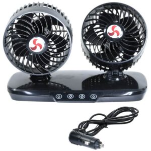 Wentylator obrotowy 12V średnica klosza 2 x 4,5 cala podwójny sterowanie