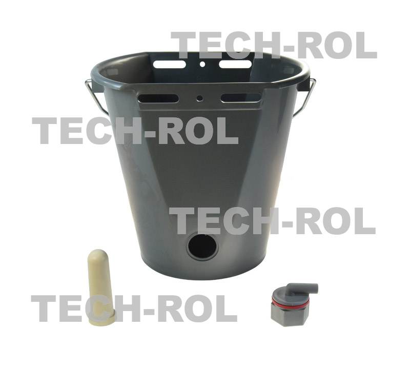 Wiadro do pojenia cieląt kompletne z zaworem i smoczkiem kolor szary