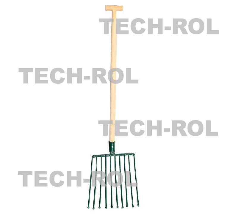 Widły 10-zębne gable do ziemniaków oprawione trzon drewniany WG10-OP