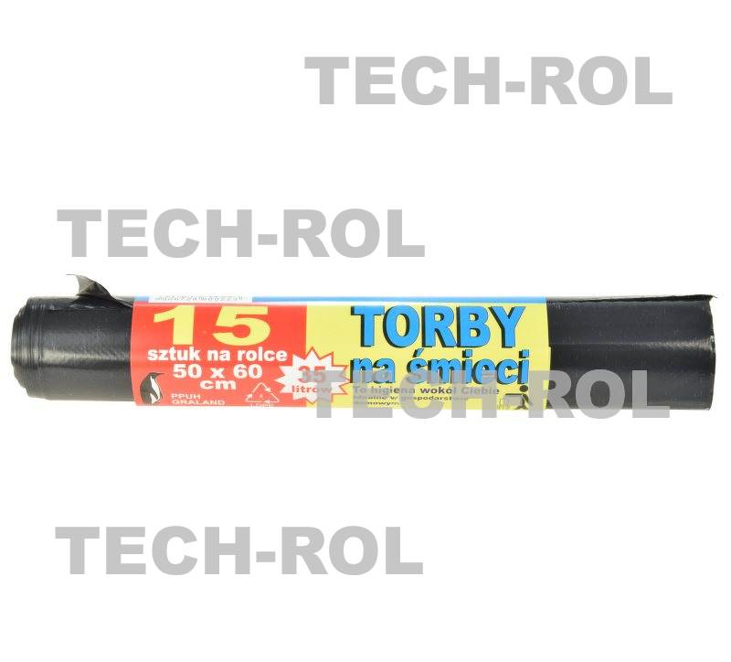 Worki na śmieci czarne mocne 35 litrów opakowanie 15 sztuk Produkt
