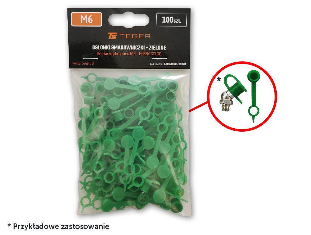 Zestaw osłonek smarowniczki m6 kolor zielony teger 100szt