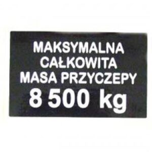 Naklejka Maksymalna Masa 8500kg