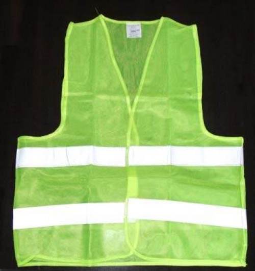 Kamizelka Ostrzegawcza W Kolorze Żółtym Fluorescencyjnym Z Dwoma Pasami