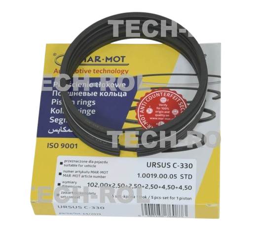 Komplet pierścieni tłokowych silnika nominał fi-102 mm 5-szt. na komplet