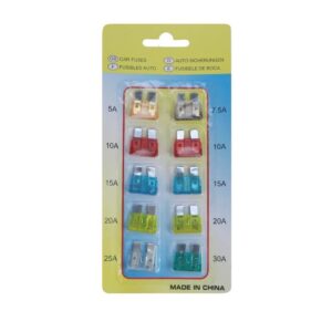 Zestaw Komplet Bezpieczników Płytkowych Dużych Standard 10szt Zawieszka