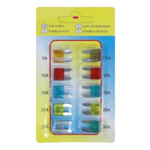 Zestaw Komplet Bezpieczników Płytkowych Mini 10szt Zawieszka