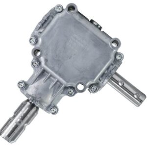 Przekładnia kątowa 1:1 rozstaw śrub 9 cm aluminiowa Rozsiewacze lejkowe