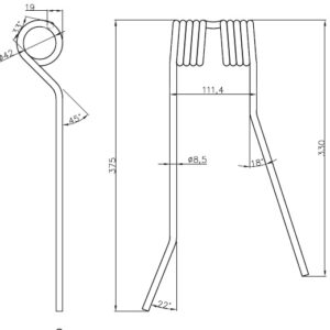 Palec Przetrząsaczo-Zgrabiarki Karuzelowej Mesko Skrajny Lewy Szeroki