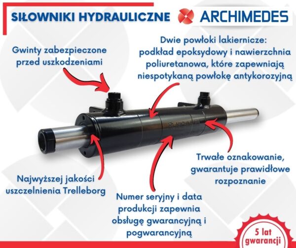 Cylinder Hydrauliczny - Siłownik Dwustronny Ładowacz Troll Archimedes - obrazek 5