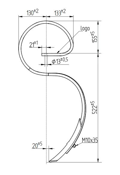 Ząb Sprężynowy Z Redliczką 677mm 45x12 Agregat Bagra Ząb Sprężynowy Z Redliczką 677mm 45x12 Agregat Bagra - obrazek 2