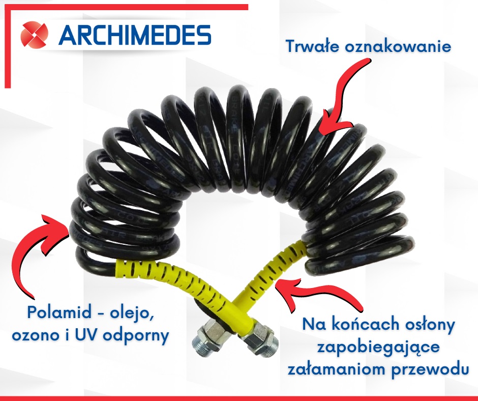 Przewód Spiralny M-16x1.5 4.5m Czerwony 452 711 011 0 Archimedes Przewód Spiralny M-16x1.5 4.5m Czerwony 452 711 011 0 Archimedes - obrazek 3