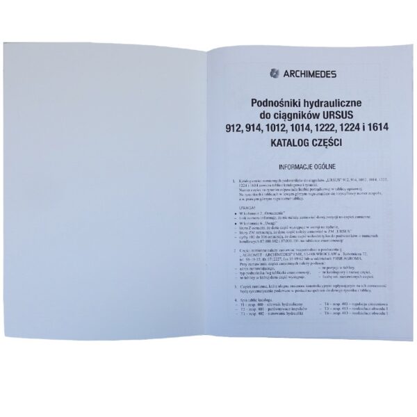 Katalog Części Podnośników Hydraulicznych 912 914 1012 1014 1222 Ursus - obrazek 3