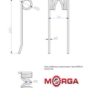 Palec Podbieracza Zastosowanie Claas 8214211 8603510 Malowane Proszkowo