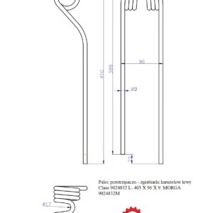 Palec Przetrząsaczo - Zgrabiarki Karuzelow Lewy Claas 9024832 L- 403 X 96
