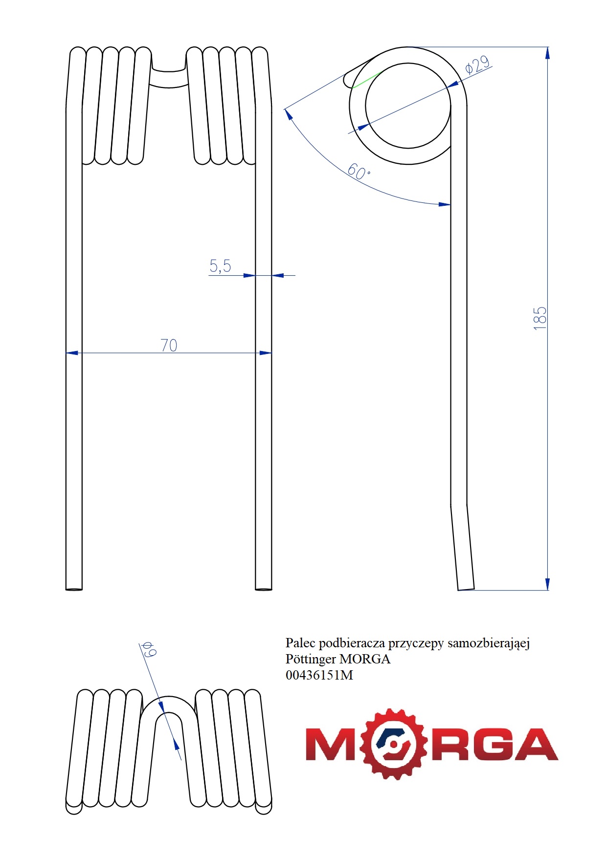 Palec Podbieracza Przyczepy Samozbierająej Pöttinger Malowane Proszkowo Palec Podbieracza Przyczepy Samozbierająej Pöttinger Malowane Proszkowo - obrazek 4
