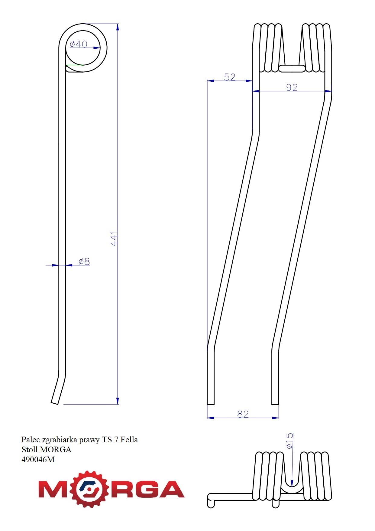 Palec Zgrabiarka Prawy Ts 7 Fella Stoll 490046 Malowane Proszkowo Morga Palec Zgrabiarka Prawy Ts 7 Fella Stoll 490046 Malowane Proszkowo Morga - obrazek 4