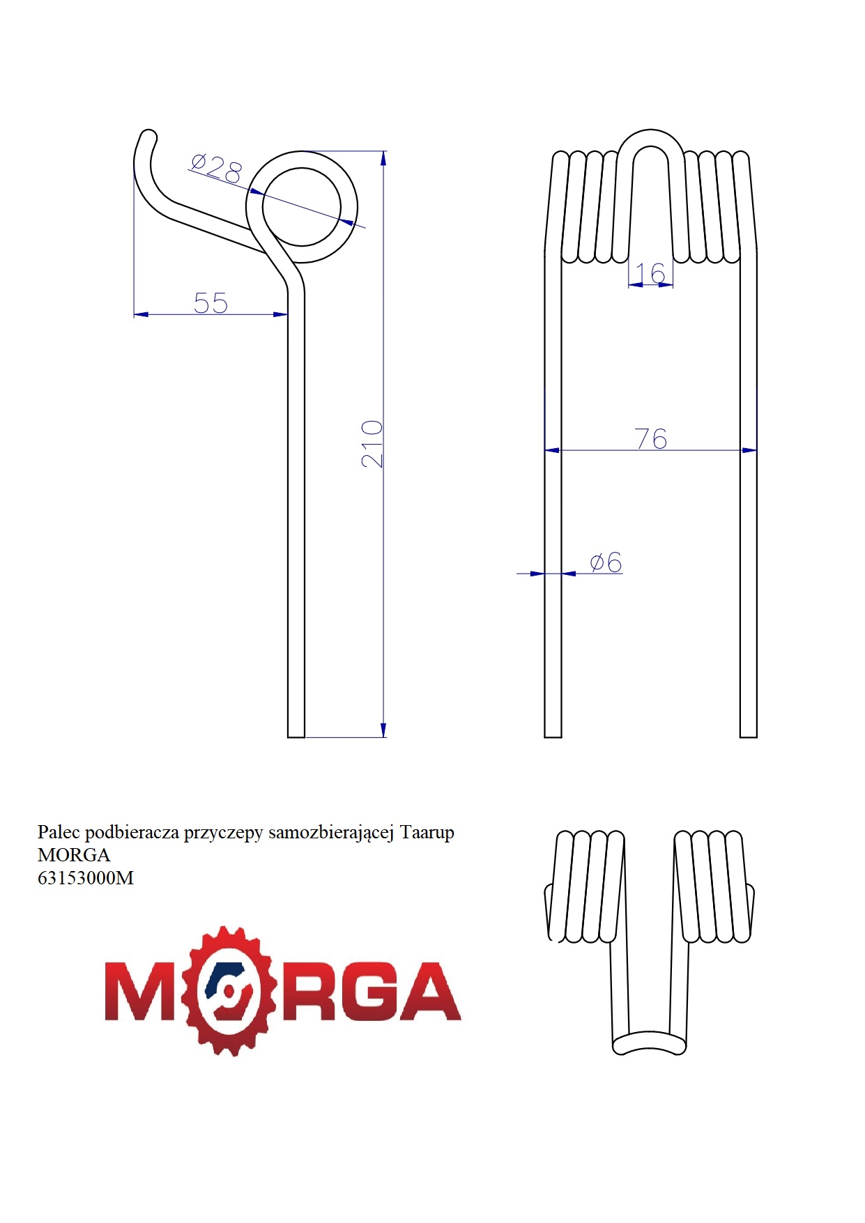 Palec Podbieracza Przyczepy Samozbierają Taarup Malowane Proszkowo Morga