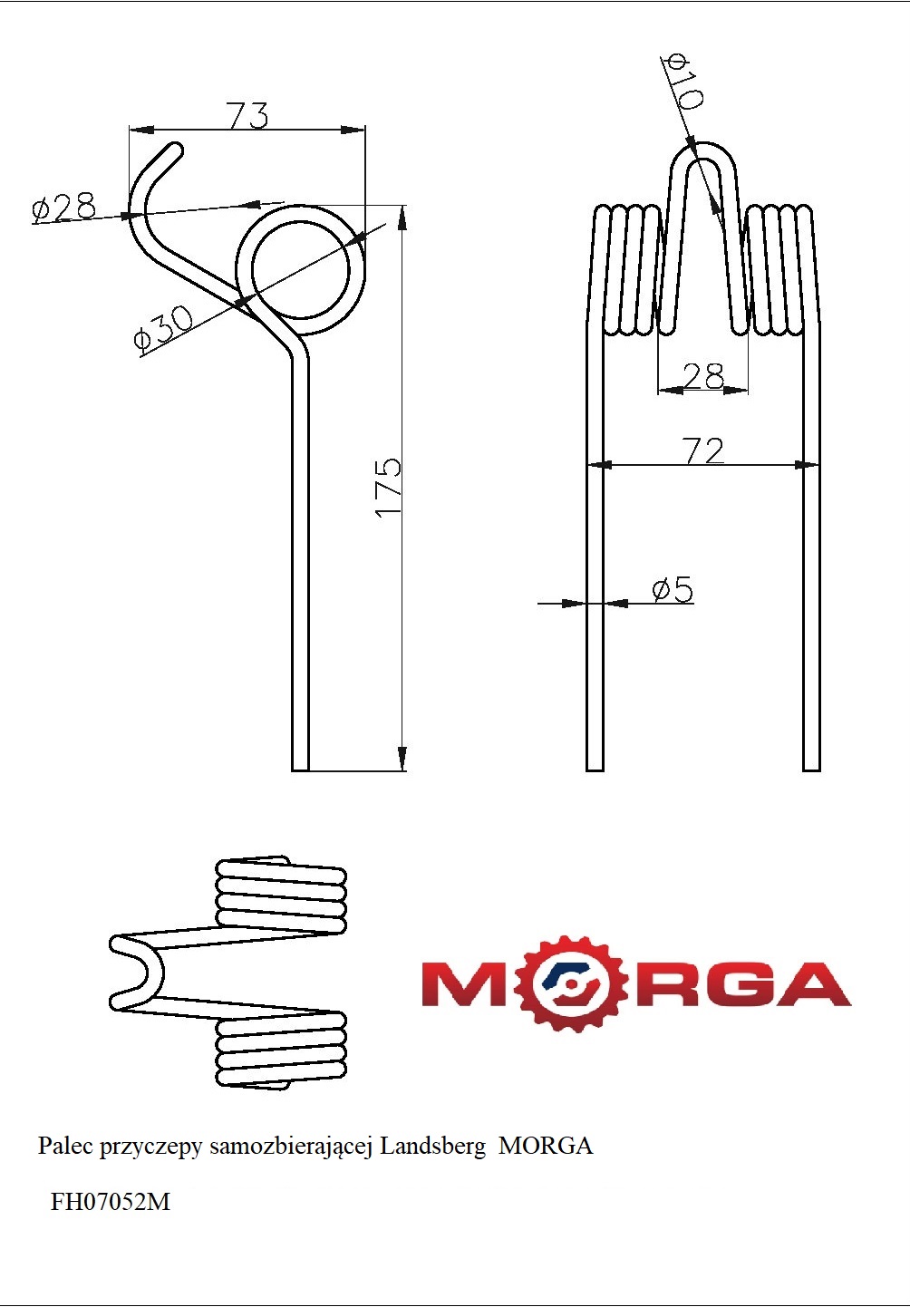 Palec Przyczepy Samozbierającej Landsberg Malowane Proszkowo Morga Palec Przyczepy Samozbierającej Landsberg Malowane Proszkowo Morga - obrazek 2