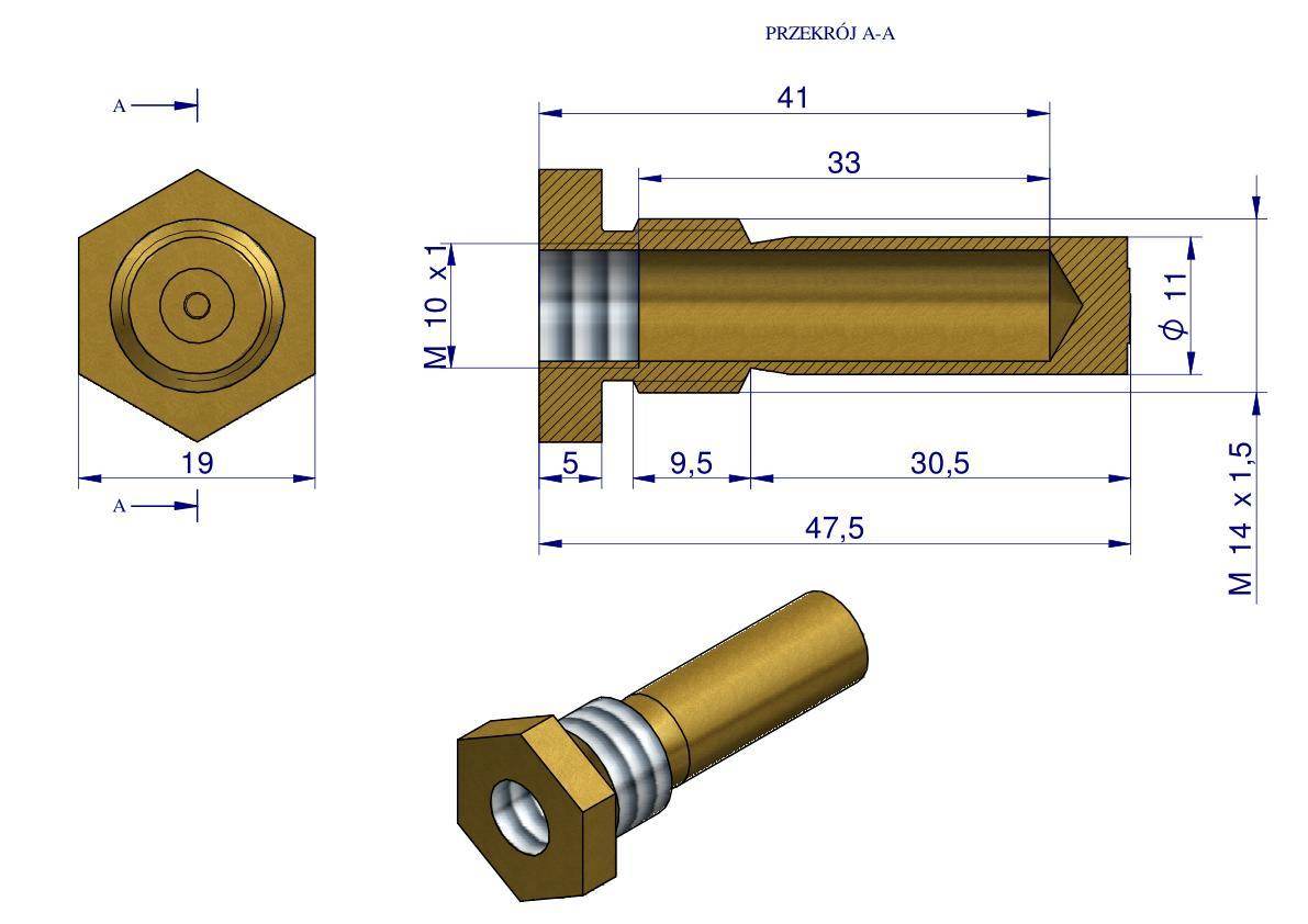 Końcówka dwuwskaźnika mosiężna temperatury wody c-330/360 Końcówka dwuwskaźnika mosiężna temperatury wody c-330/360 - obrazek 2