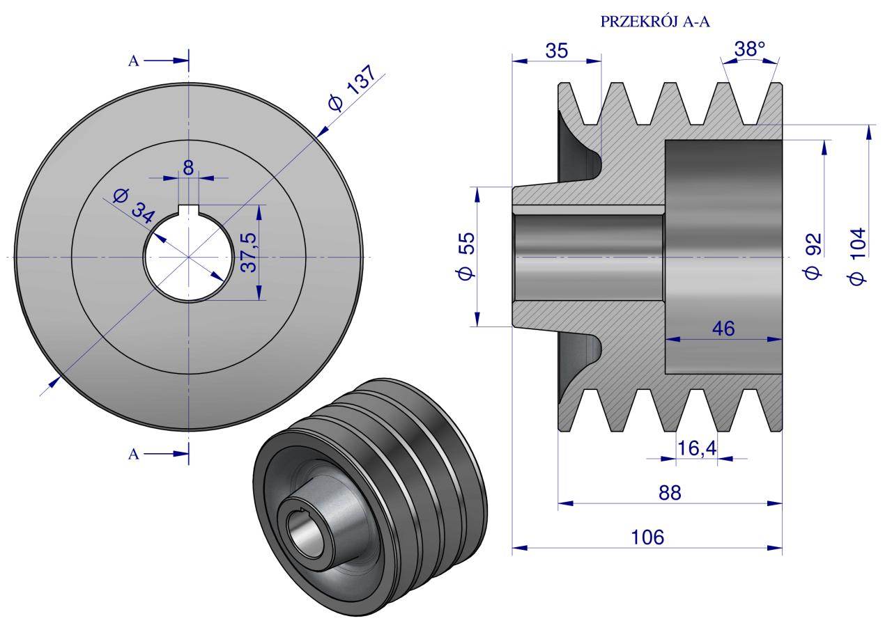 Koło pasowe małe śrutownik bijakowy Koło pasowe małe śrutownik bijakowy - obrazek 2