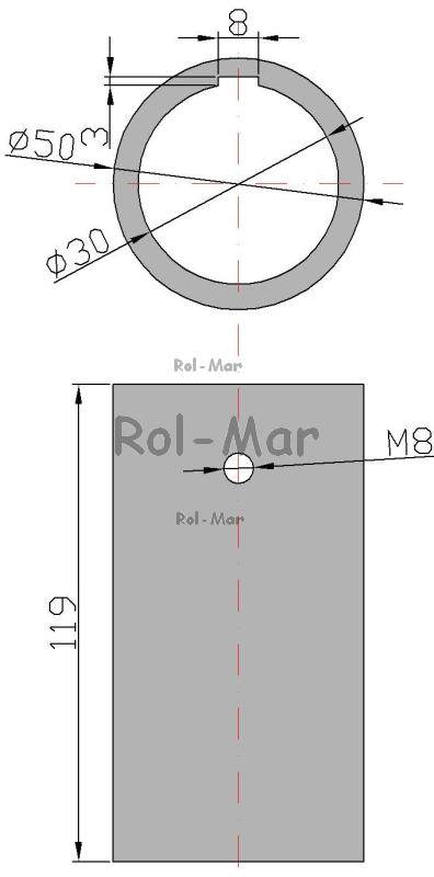 Tuleja łącząca na wpust fi-30 rozrzutnik Tuleja łącząca na wpust fi-30 rozrzutnik - obrazek 2