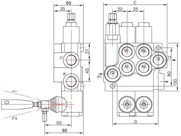 Rozdzielacz hydrauliczny pięciosekcyjny 5 40l Rozdzielacz hydrauliczny pięciosekcyjny 5 40l - obrazek 2
