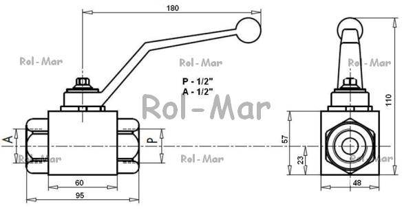 Zawór kulowy hydrauliczny dwudrożny 25 mpa 3/4" Zawór kulowy hydrauliczny dwudrożny 25 mpa 3/4" - obrazek 2
