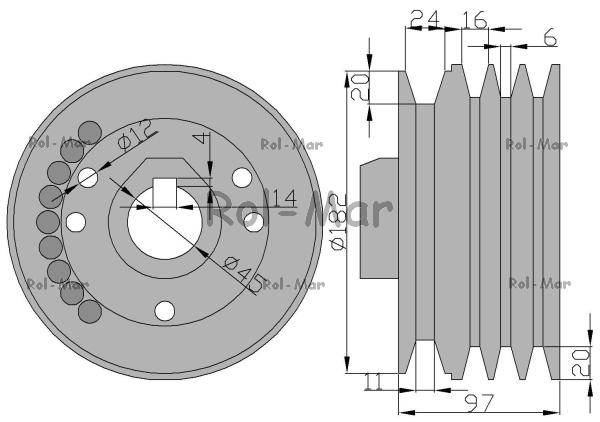 Koło pasowe 4-paski bizon Koło pasowe 4-paski bizon - obrazek 2