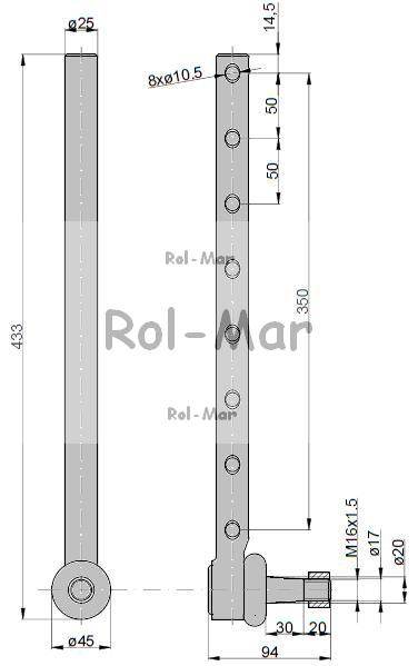 Przegub drążka kierowniczego poprzecznego 320mm 17-19mm ar51584 john deere Przegub drążka kierowniczego poprzecznego 320mm 17-19mm ar51584 john deere - obrazek 2