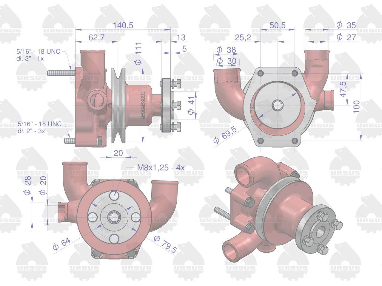 Pompa wody koło na i pasek mf3 oryginał ursus Pompa wody koło na i pasek mf3 oryginał ursus - obrazek 5