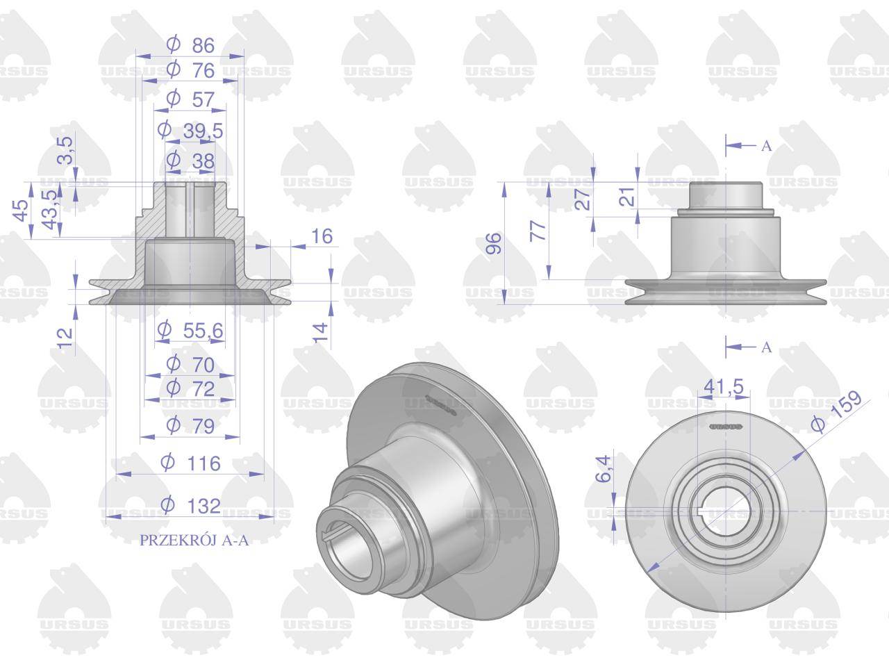 Koło pasowe wału korbowego mf3 oryginał ursus Koło pasowe wału korbowego mf3 oryginał ursus - obrazek 3
