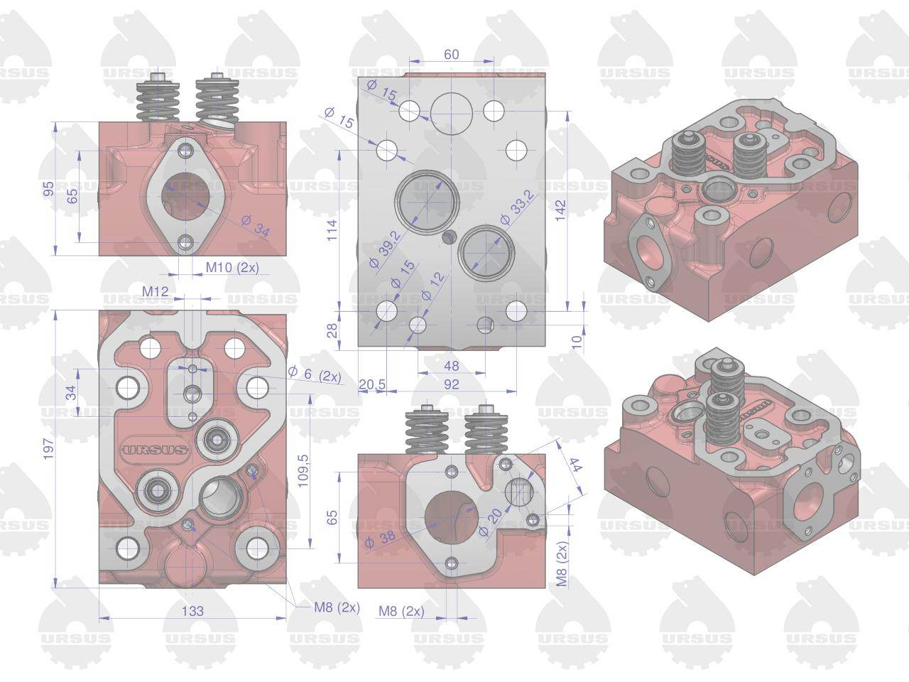Głowica silnika kompletna z zaworami c-360 oryginał ursus Głowica silnika kompletna z zaworami c-360 oryginał ursus - obrazek 11