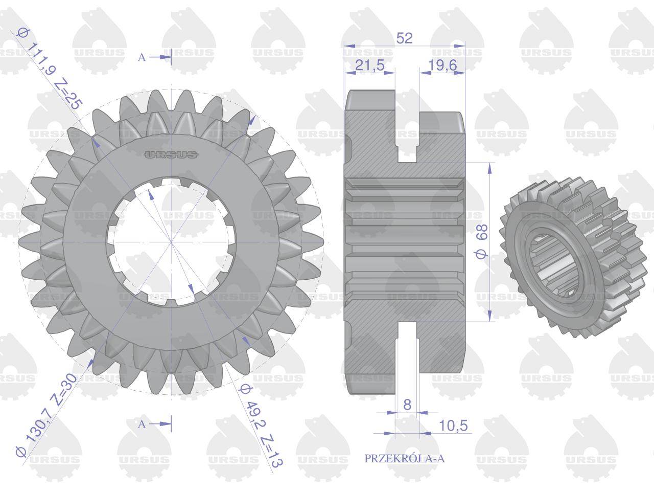 Koło przesuwne ii i iii biegu c-360 oryginał ursus Koło przesuwne ii i iii biegu c-360 oryginał ursus - obrazek 2