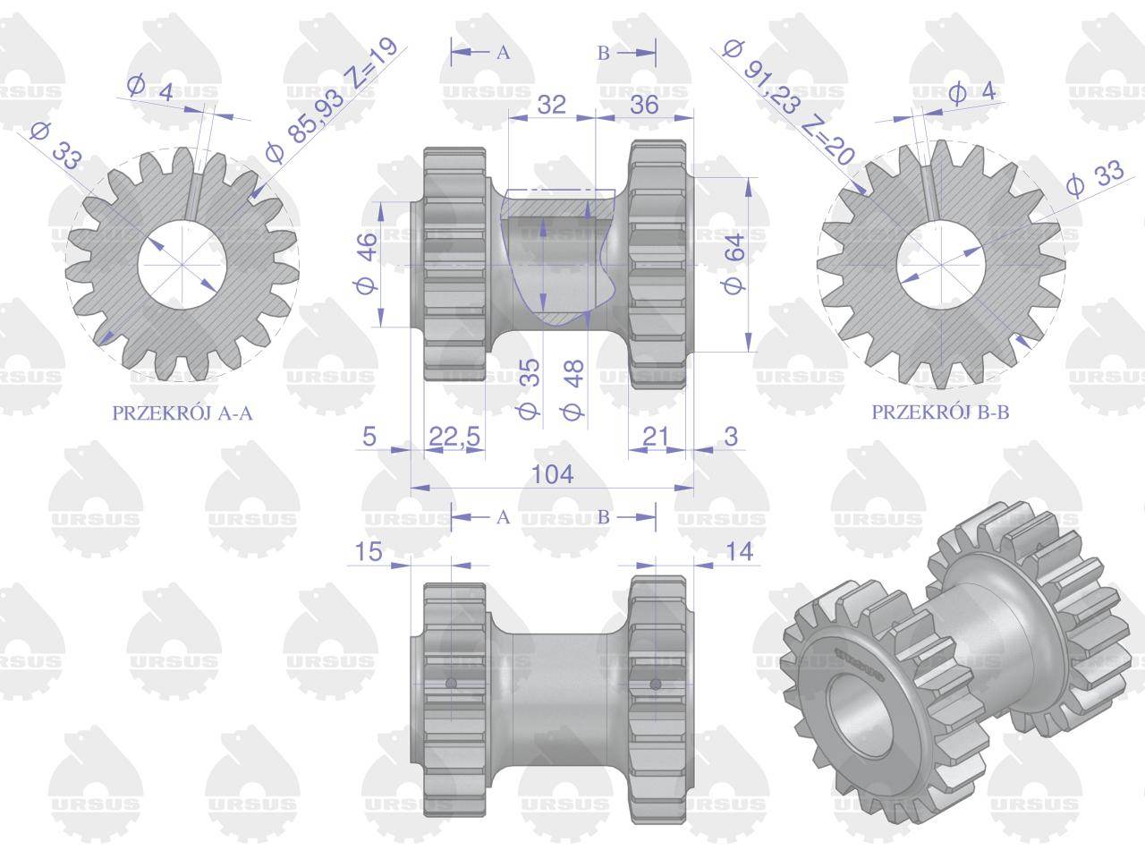 Koło wstecznego biegu c-360 oryginał ursus Koło wstecznego biegu c-360 oryginał ursus - obrazek 2