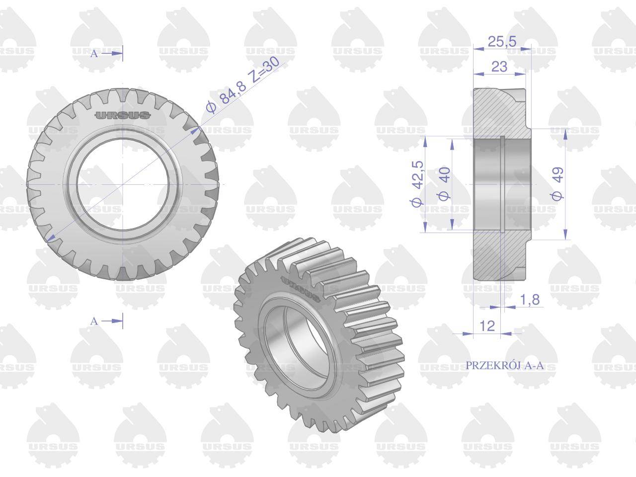 Koło rozrządu pośrednie dolne 950416 c-360/zetor oryginał ursus Koło rozrządu pośrednie dolne 950416 c-360/zetor oryginał ursus - obrazek 3
