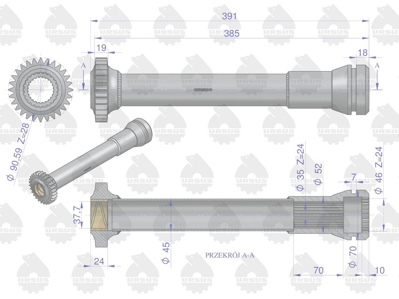 Tuleja napędu pompy hydraulicznej c-360 oryginał ursus Tuleja napędu pompy hydraulicznej c-360 oryginał ursus - obrazek 4