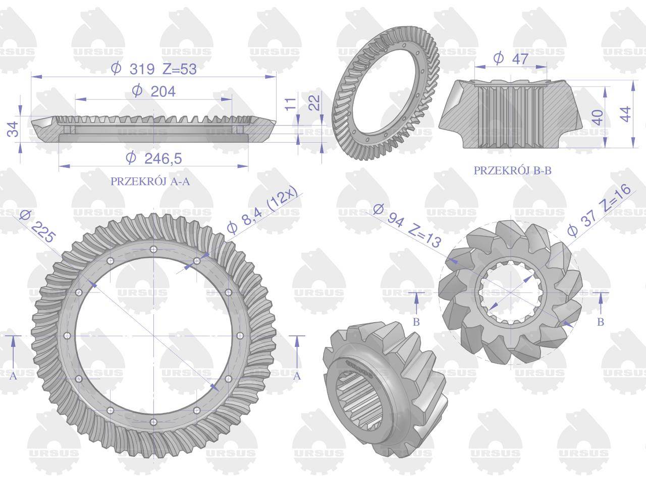 Koło talerzowe z kołem atakującym c-360 oryginał ursus Koło talerzowe z kołem atakującym c-360 oryginał ursus - obrazek 5
