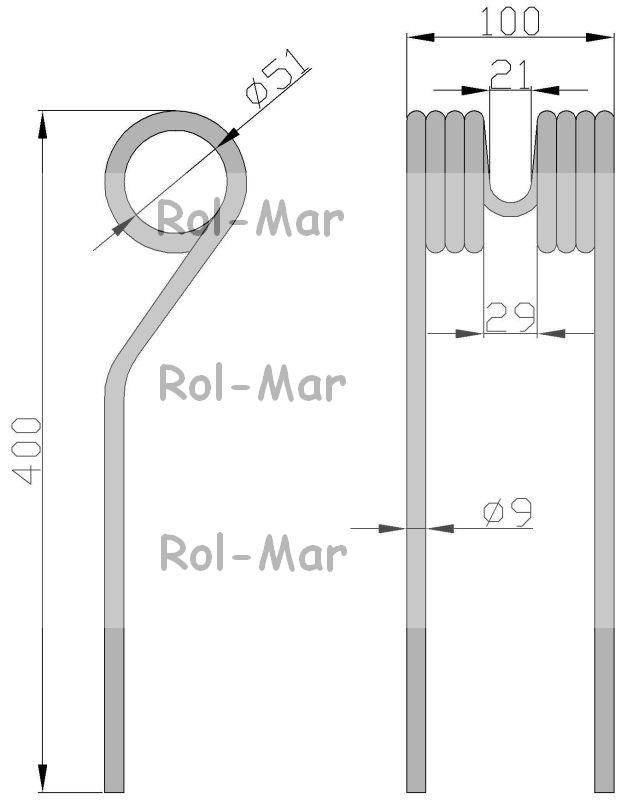 Palec przetrząsarko-zgrabiarka karuzelowa deutz-fahr kh500 9/51/105/380 zw4 5szt Palec przetrząsarko-zgrabiarka karuzelowa deutz-fahr kh500 9/51/105/380 zw4 5szt - obrazek 2