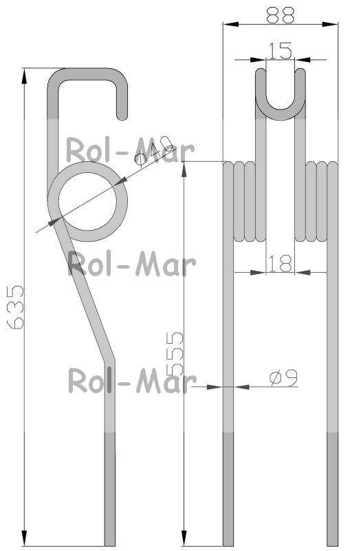 Palec zgrabiarka karuzelowa deutz fahr kverneland 9/40/94/77/630 16504331 5szt Palec zgrabiarka karuzelowa deutz fahr kverneland 9/40/94/77/630 16504331 5szt - obrazek 2