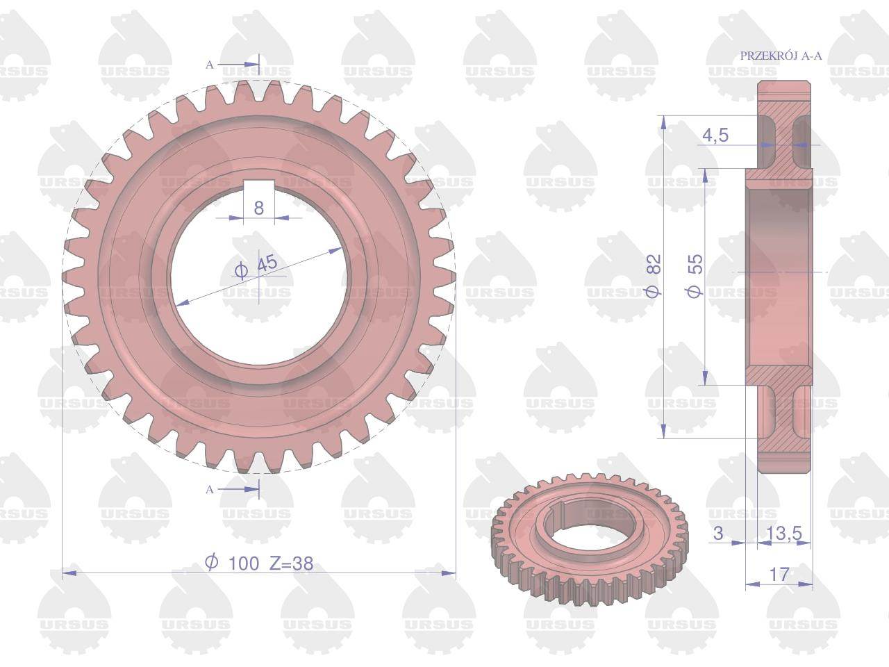 Koło zębate pompy olejowej na wał korbowy c-330 oryginał ursus Koło zębate pompy olejowej na wał korbowy c-330 oryginał ursus - obrazek 2