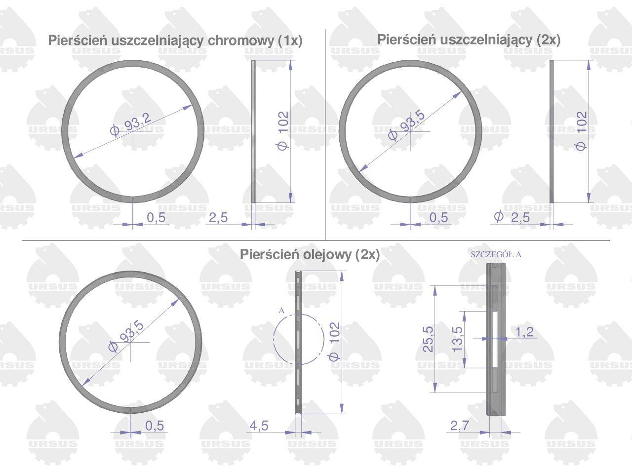 Komplet pierścieni tłokowych silnika na 1-tłok k11437k1-1312-000 c-330 oryginał ursus Komplet pierścieni tłokowych silnika na 1-tłok k11437k1-1312-000 c-330 oryginał ursus - obrazek 2