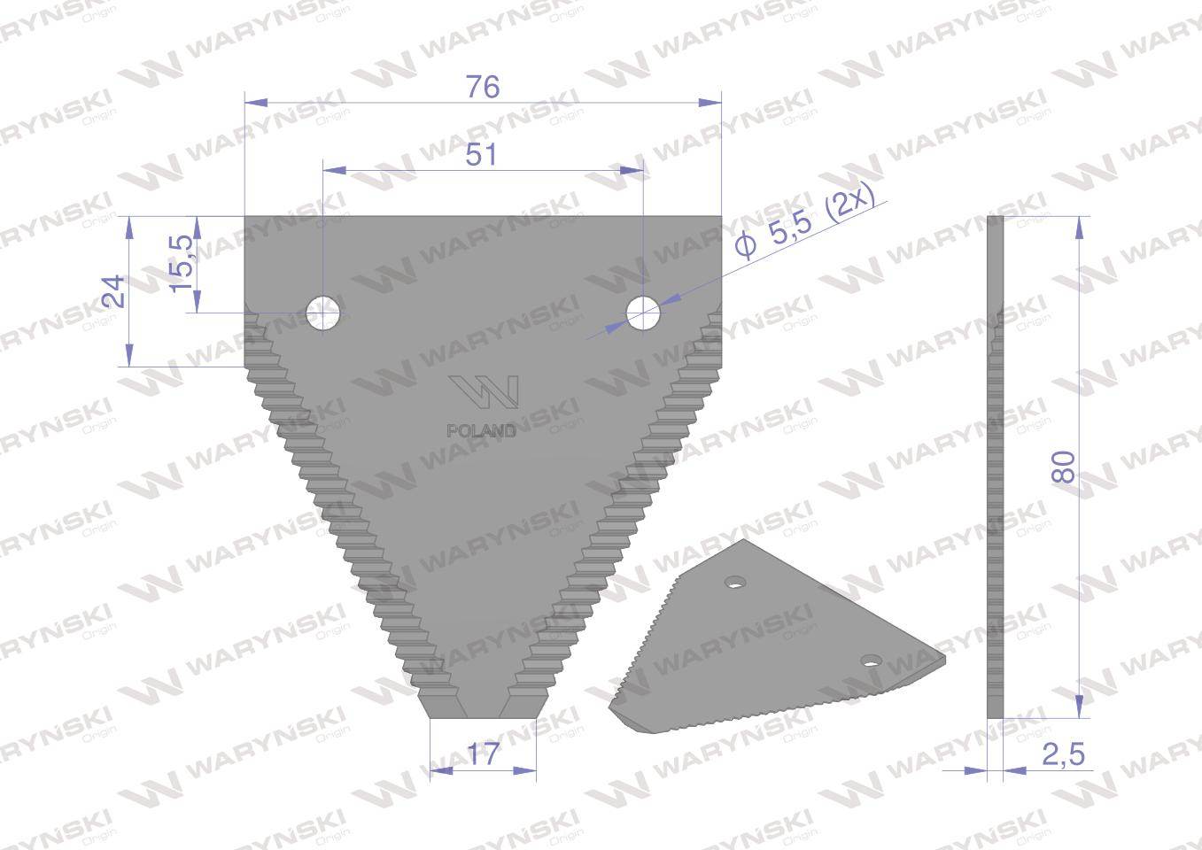Nóżnożyk listwy nożowej bizon 506000001 ząbkowanie na wierzchu waryński 20szt Nóżnożyk listwy nożowej bizon 506000001 ząbkowanie na wierzchu waryński 20szt - obrazek 2
