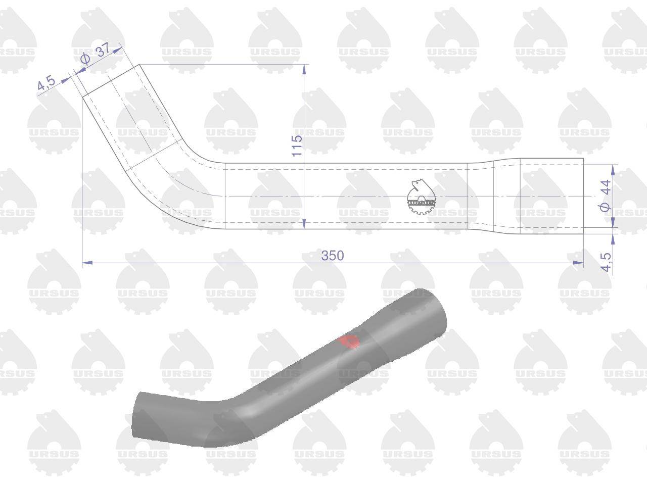 Przewód gumowy górny zbrojony płótnem c-385 oryginał ursus Przewód gumowy górny zbrojony płótnem c-385 oryginał ursus - obrazek 2