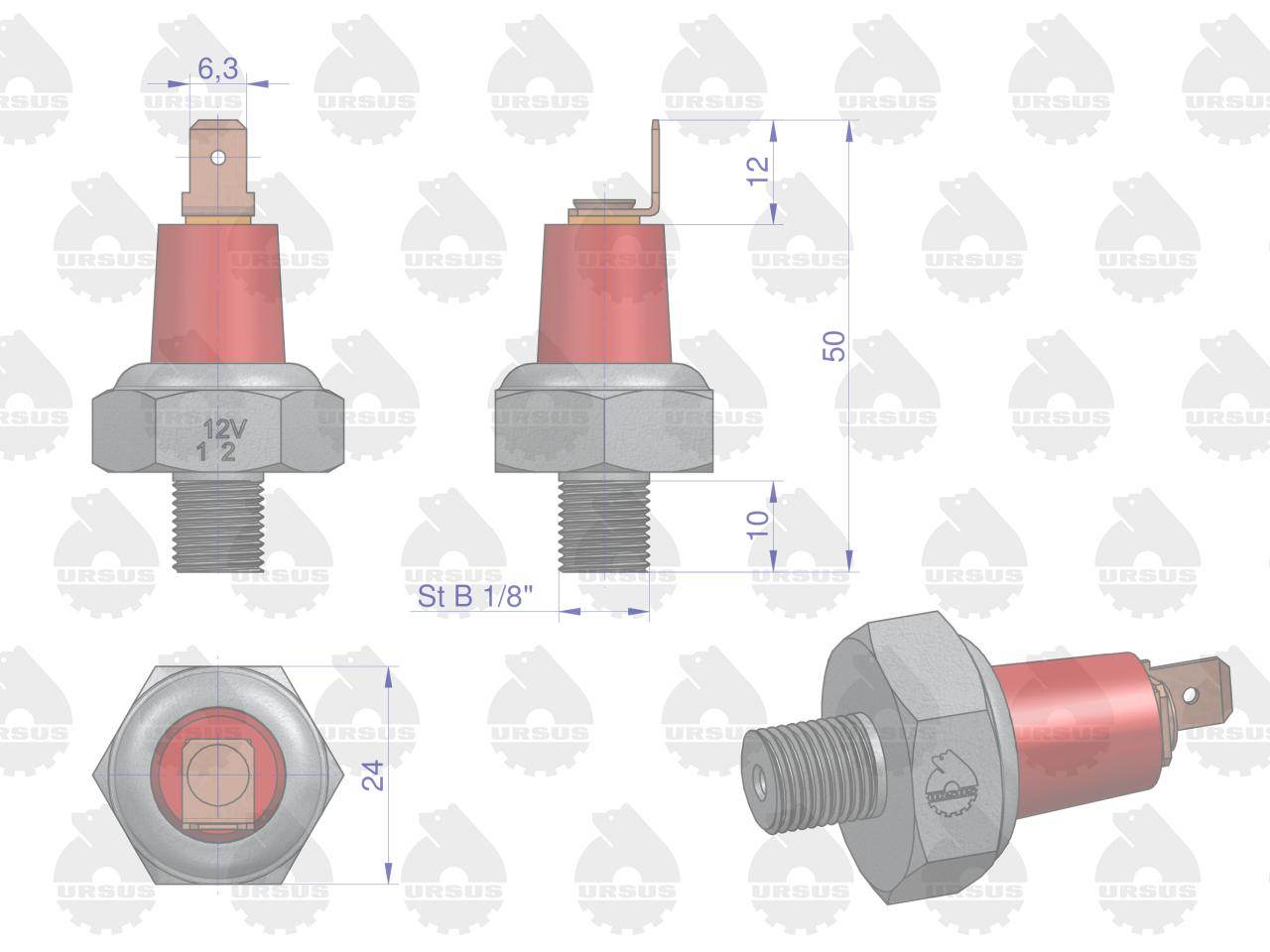 Czujnik ciśnienia oleju 86350972 c-385 zetor oryginał ursus Czujnik ciśnienia oleju 86350972 c-385 zetor oryginał ursus - obrazek 3