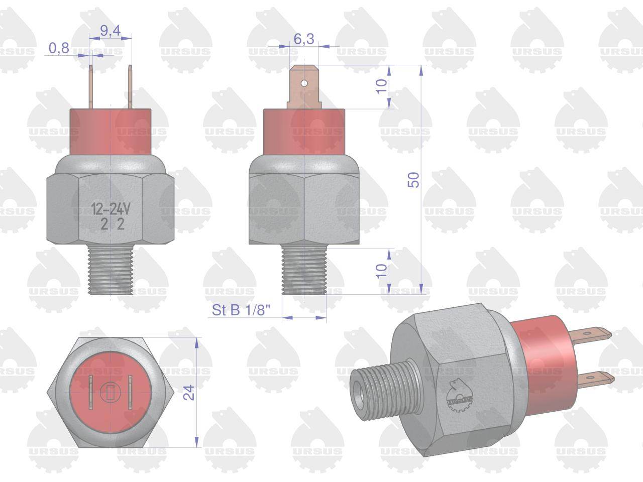 Hydrauliczny włącznik światłaczujnik stop płaskie c-360 oryginał ursus Hydrauliczny włącznik światłaczujnik stop płaskie c-360 oryginał ursus - obrazek 3