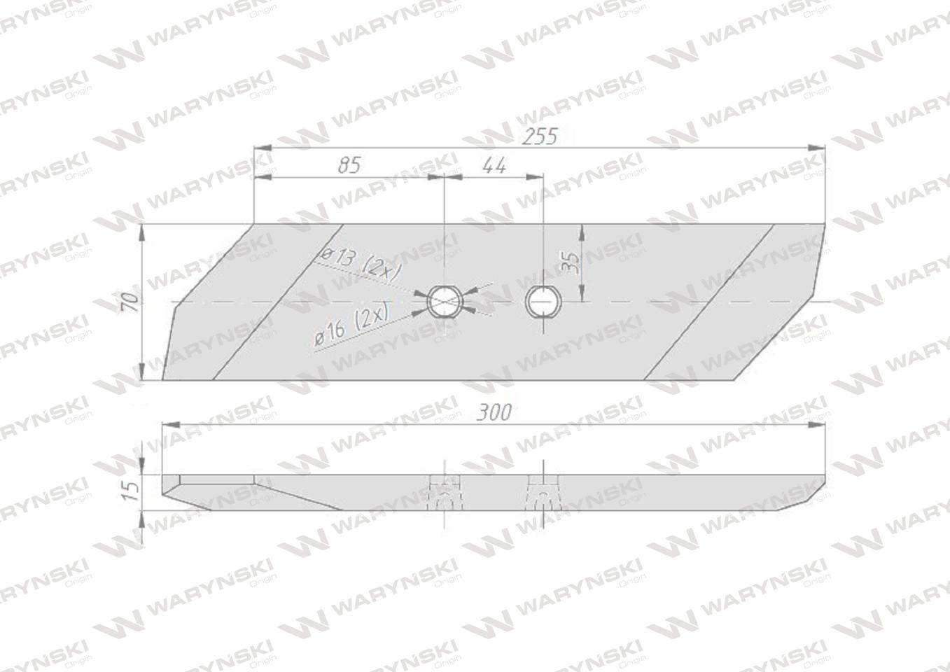 Dłuto nakładka lemiesza prawe dwuotworowe 15mm vis/17 xl unia pług stal borowa waryński Dłuto nakładka lemiesza prawe dwuotworowe 15mm vis/17 xl unia pług stal borowa waryński - obrazek 2
