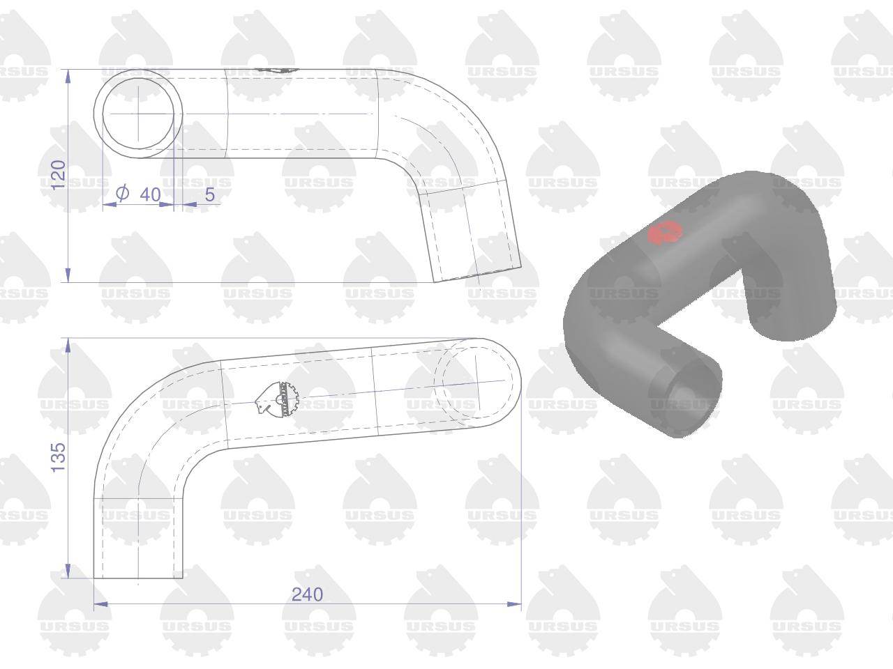 Przewód chłodnicy górny mf-4 oryginał ursus Przewód chłodnicy górny mf-4 oryginał ursus - obrazek 2