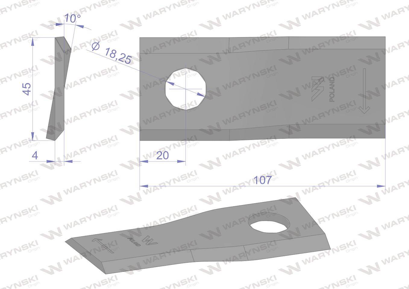 Nóżnożyk kosiarka 107x45x4x18,2 prawy 55903310 kuhn waryński 25szt Nóżnożyk kosiarka 107x45x4x18,2 prawy 55903310 kuhn waryński 25szt - obrazek 2
