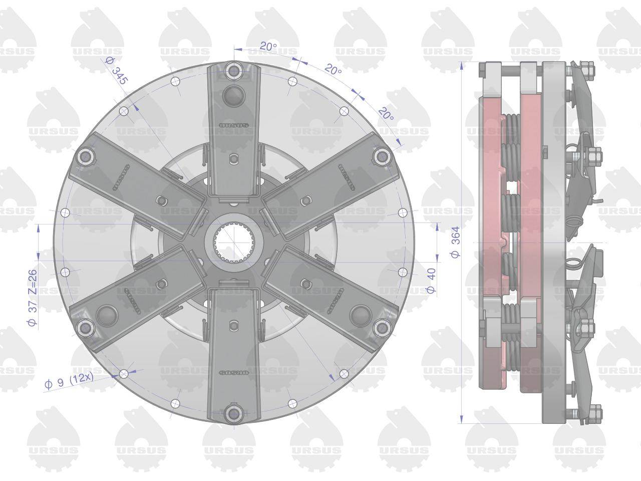 Sprzęgło dwustopniowe kompletne c-330 oryginał ursus Sprzęgło dwustopniowe kompletne c-330 oryginał ursus - obrazek 3