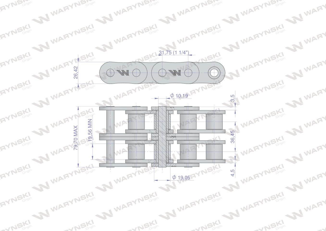Łańcuch rolkowy 20b-2 r2 1.1/4 5 m waryński Łańcuch rolkowy 20b-2 r2 1.1/4 5 m waryński - obrazek 4